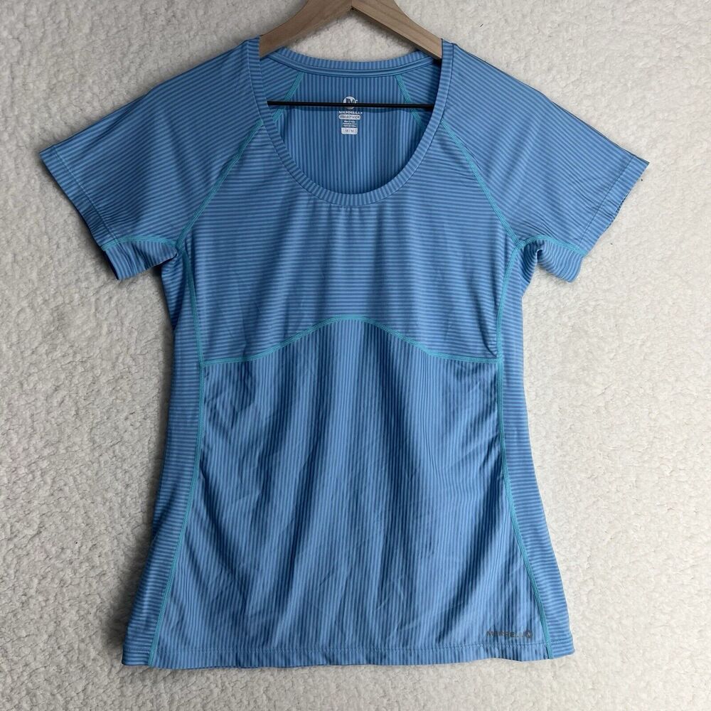 Merrell Select Wick Deveau Workout Tee Size M Blue Stripes